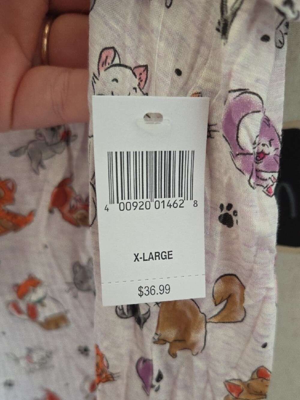 Disney Pastel Purple Short Sleeve Tee with Multicolored Cat Motif - Picture 5 of 6